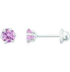 [KDSIBQ.143p] BROQUEL RECTO ROSA 4MM .925 - KDSIBQ.143p
