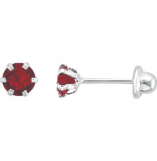 [KDSIBQ.144p] BROQUEL RECTO PIEDRA ROJA 4MM .925 - KDSIBQ.144p