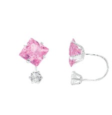 [KDSIBQ.253p] BROQUEL CURVO CUADRO 7MM ROSA/BCA .925 - KDSIBQ.253p