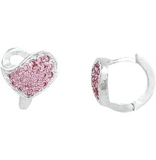 [KDSIE.276e] HUGGIE CORAZON PIEDRA ROSA .925 - KDSIE.276e