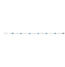[KDSIP.593d] PULSERA OVALOS AZUL/BCA 18CM .925 - KDSIP.593d