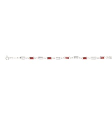 [KDSIP.594d] PULSERA CUADRITOS ROJA/BCA 18CM .925 - KDSIP.594d