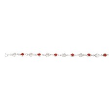[KDSIP.596e] PULSERA GOTA BCA/ROJA 18CM .925 - KDSIP.596e