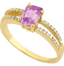 [KDGR.160] ANILLO OCTA PIEDRA ROSA 10K - KDGR.160